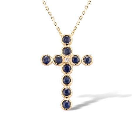 14KY Pendant Blue Sapphire,White Sapphire (P315736SWS14KY)