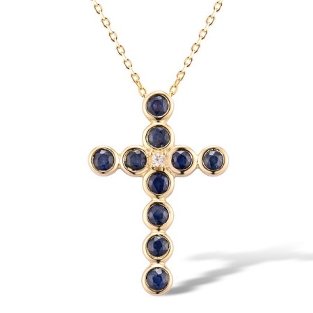 14KY Pendant Blue Sapphire,White Sapphire (P315736SWS14KY)
