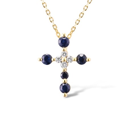 14KY Pendant Blue Sapphire,White Sapphire (P315739SWS14KY)