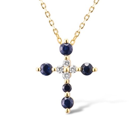 14KY Pendant Blue Sapphire,White Sapphire (P315739SWS14KY)