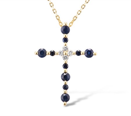 14KY Pendant Blue Sapphire,White Sapphire (P315740SWS14KY)