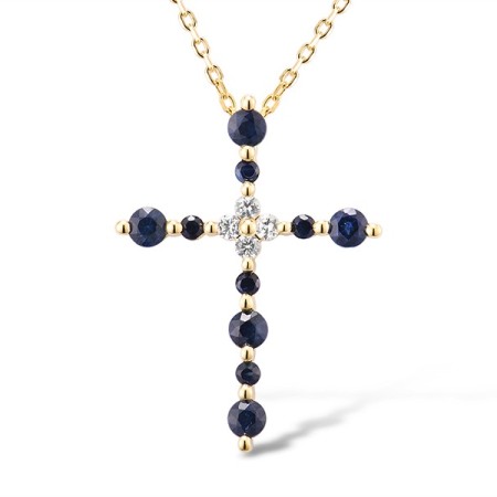 14KY Pendant Blue Sapphire,White Sapphire (P315740SWS14KY)