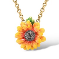 Sterling Silver w/ Yellow Black Plating Pendant Enamel,Nano Brown Spinel (P315794ENASC925)