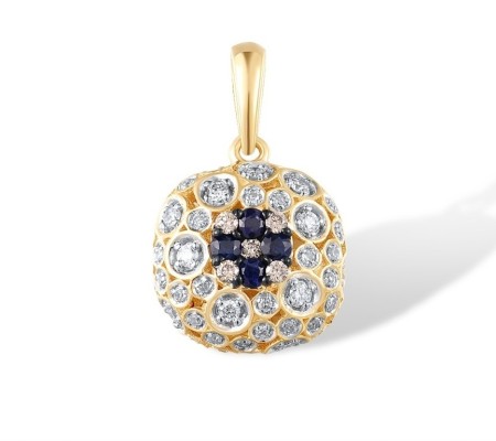 14KYWB Pendant Blue Sapphire,Brown Diamond,Diamond (P315818BRS14KYWB)