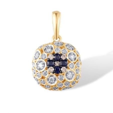 14KYWB Pendant Blue Sapphire,Brown Diamond,Diamond (P315818BRS14KYWB)
