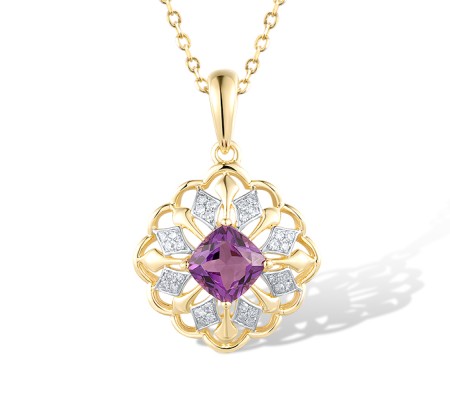 14KYW Pendant Amethyst,Diamond (P315848AME14KYW)