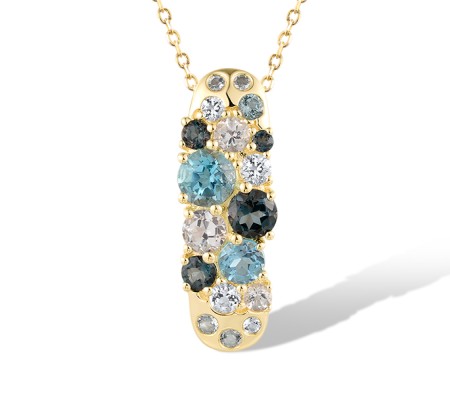 14KY Pendant Blue Topaz (Sky Blue),Blue Topaz (Swiss Blue),London Blue Topaz,White Topaz (P315896MUL114KY)