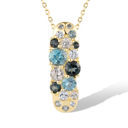 14KY Pendant Blue Topaz (Sky Blue),Blue Topaz (Swiss Blue),London Blue Topaz,White Topaz (P315896MUL114KY)