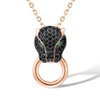 Sterling Silver w/ Rose Black Plating Pendant Black spinel,Green Spinel (P315909BGSSD925)