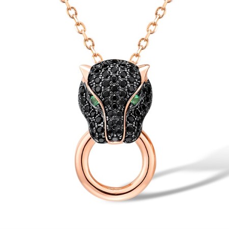 Sterling Silver w/ Rose Black Plating Pendant Black spinel,Green Spinel (P315909BGSSD925)