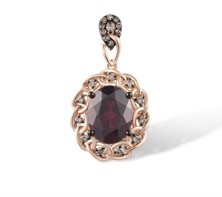 14KRB Pendant Brown Diamond,Rhodolite Garnet (P315948RGB114KRB)