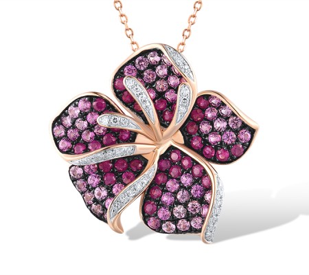 14KRWB Pendant Pink Sapphire,Ruby,Diamond (P315990PRU14KRWB)