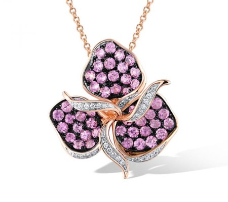 14KRWB Pendant Diamond,Pink Sapphire (P315991PIS14KRWB)