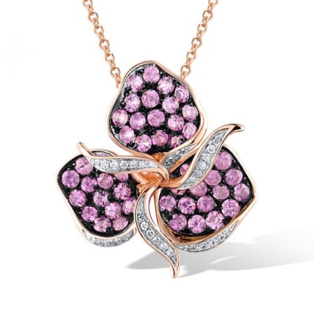 14KRWB Pendant Diamond,Pink Sapphire (P315991PIS14KRWB)