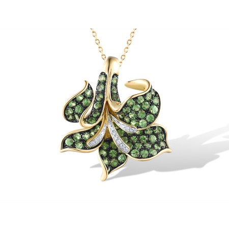 14KYWB Pendant Diamond,Green Garnet (P315993GNG114KYWB)