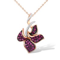 14KRWB Pendant Diamond,Ruby without chain (P316101RUY14KRWB)