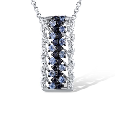 14KWB Pendant Blue Sapphire,Diamond without chain (P316112SAP14KWB)