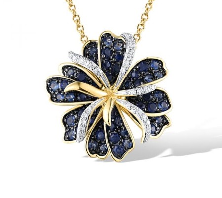 14KYWB Pendant Blue Sapphire,Diamond (P316160SAP114KYWB)