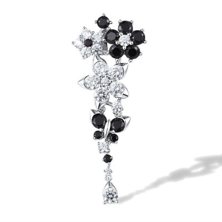 Sterling Silver Pendant Black spinel,White Cubic Zirconia (P316168BSNZSL925)