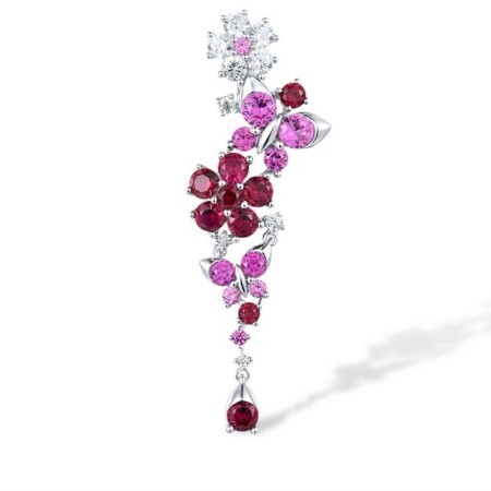 Sterling Silver Pendant Created Pink Sapphire,Created Ruby,White Cubic Zirconia (P316169CPRZSL925)
