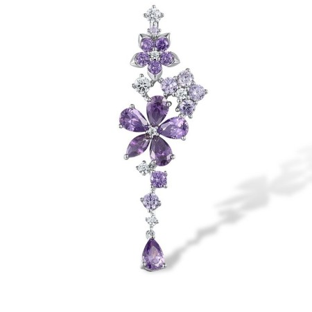 Sterling Silver Pendant Amethyst Cubic Zirconia,Light Purple Cubiz Zirconia,White Cubic Zirconia (P316170ALUZSL925)