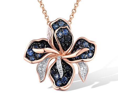 14KRWB Pendant Blue Sapphire,Diamond (P316174SAP14KRWB)