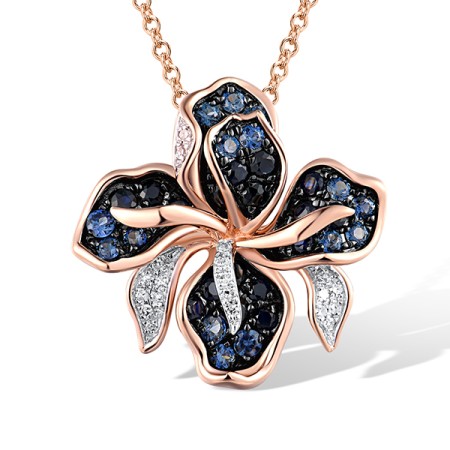 14KRWB Pendant Blue Sapphire,Diamond (P316174SAP14KRWB)