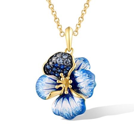 Sterling Silver w/ Yellow Black Plating Pendant Enamel,Blue Spinel (P316396ENASC925)