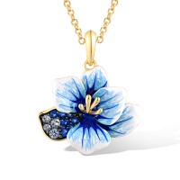 Sterling Silver w/ Yellow Black Plating Pendant Blue Spinel,Enamel (P316399ENASC925)