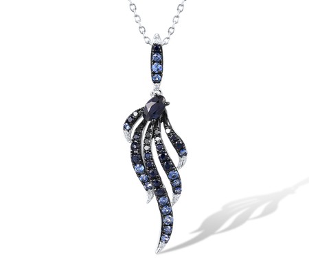 14KWB Pendant Black Diamond,Blue Sapphire,Diamond (P316814BDS14KWB)