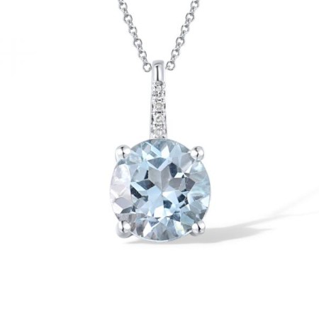 14KW Pendant Blue Topaz (Sky Blue),Diamond (P316817BKT14KW)