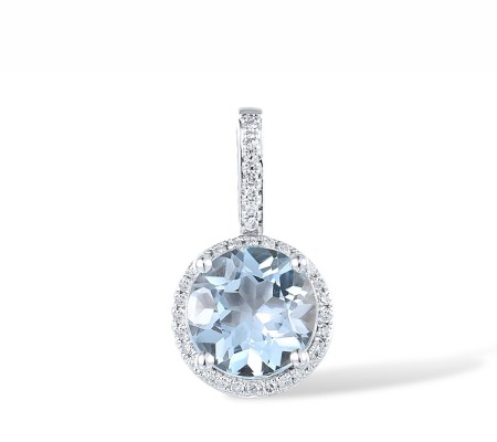 14KW Pendant Blue Topaz (Sky Blue),Diamond (P316818BKT14KW)