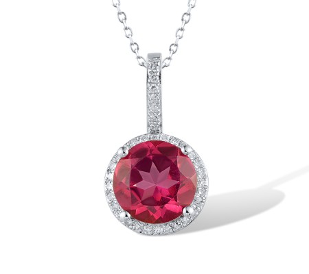 14KW Pendant Diamond,Pink Topaz (P316818PNT14KW)