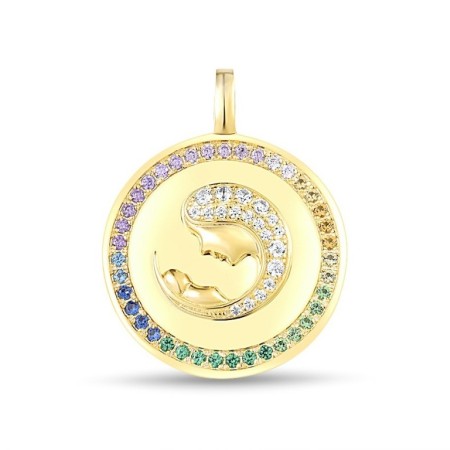 Sterling Silver w/ Yellow Plating Pendant Amethyst CZ,Blue Nano CZ,Blue Spinel,Dark Purple CZ,Green Nano CZ,Green Spinel,Light Blue CZ,White CZ,Yellow Nano CZ(P316823MULSY925)