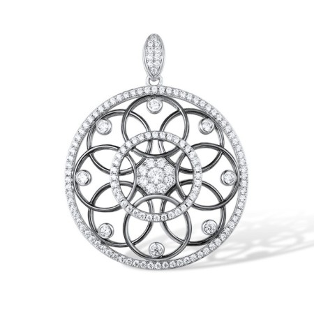 Sterling Silver w/ Black White Plating Pendant White Cubic Zirconia (P316948WCZSK925)