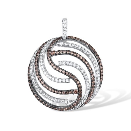 Sterling Silver w/ Black White Plating Pendant Nano Brown Spinel,White Cubic Zirconia (P316949NBZSK925)