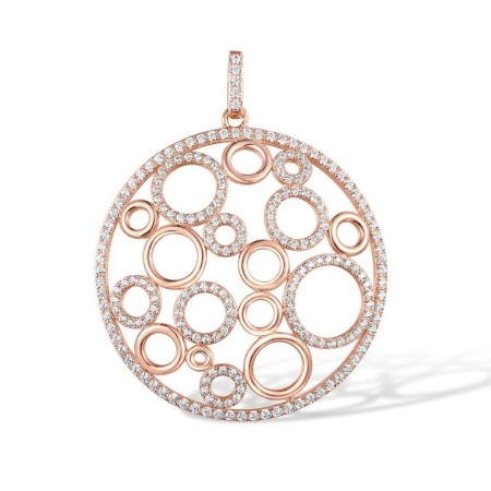 Sterling Silver w/ Rose Plating Pendant White Cubic Zirconia (P316950WCZSR925)