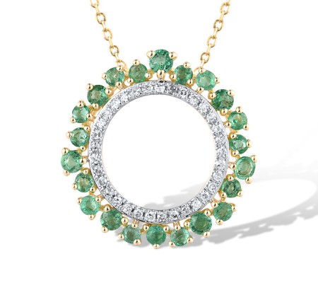 14KYW Pendant Diamond,Emerald without chain (P316955EMR14KYW)