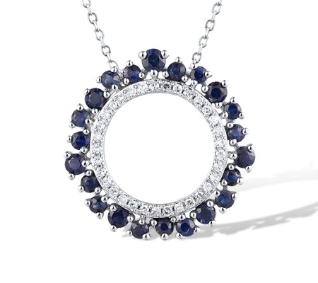 14KW Pendant Blue Sapphire,Diamond without chain (P316955SAP14KW)