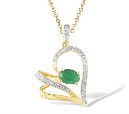14KYW Pendant Emerald,Diamond (P316956EMR14KYW)