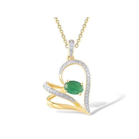 14KYW Pendant Emerald,Diamond (P316956EMR14KYW)