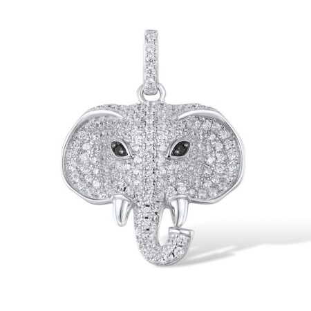 Sterling Silver w/ Black White Plating Pendant Black spinel,White Cubic Zirconia (P316996BSNZSK925)