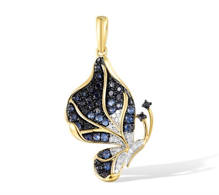 14KYWB Pendant Blue Sapphire,Diamond (P317026SAP14KYWB)