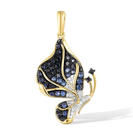 14KYWB Pendant Blue Sapphire,Diamond (P317026SAP14KYWB)
