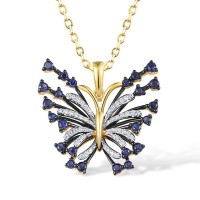 14KYWB Pendant Blue Sapphire,Diamond without chain (P317031SAP14KYWB)