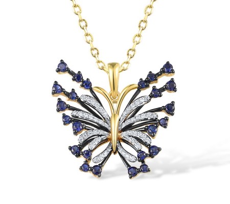 14KYWB Pendant Blue Sapphire,Diamond without chain (P317031SAP14KYWB)