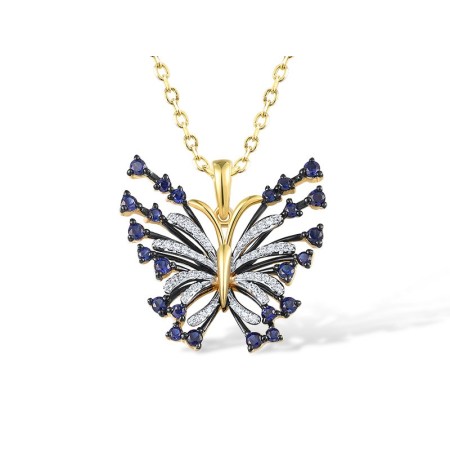 14KYWB Pendant Blue Sapphire,Diamond without chain (P317031SAP14KYWB)