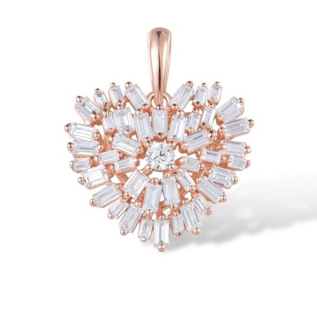 Sterling Silver w/ Rose Plating Pendant White Cubic Zirconia (P317036WCZSR925)