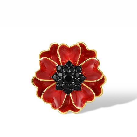 Sterling Silver w/ Yellow Black Plating Pendant Black spinel,Enamel (P317038ENA1SC925)