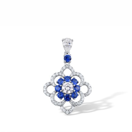 Sterling Silver Pendant Blue Nano Cubic Zirconia,White Cubic Zirconia (P317057BZZSL925)